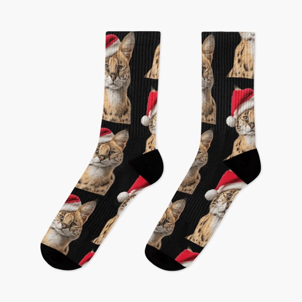 Item preview, Serval cat with Christmas Hat – Festive Serval Xmas Design designed and sold by LazyOwlStore.