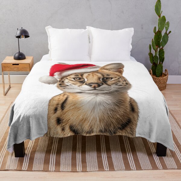 Item preview, Serval cat with Christmas Hat – Festive Serval Xmas Design designed and sold by LazyOwlStore.