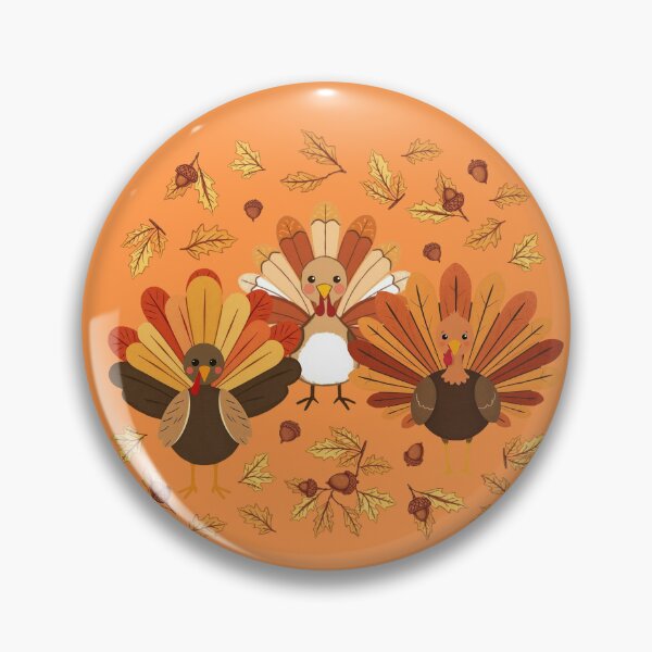 Item preview, Happy Thanksgiving Turkey Trio Naive Illustration | Warm Autumn Colors designed and sold by UnhingedBird.