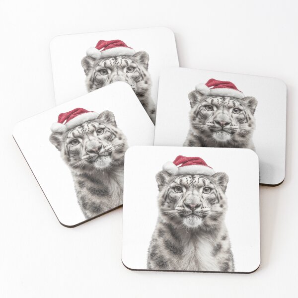 Item preview, Snow Leopard with Christmas Hat – Festive Snow Leopard Xmas Design designed and sold by LazyOwlStore.