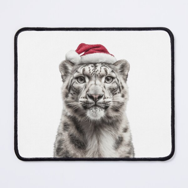 Item preview, Snow Leopard with Christmas Hat – Festive Snow Leopard Xmas Design designed and sold by LazyOwlStore.