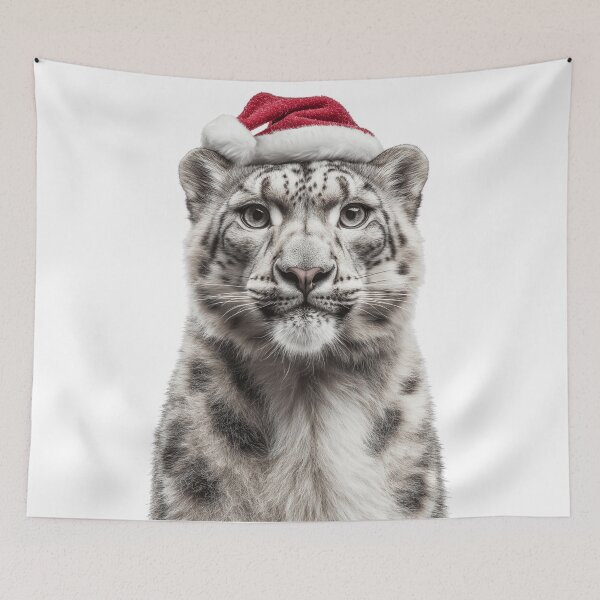 Item preview, Snow Leopard with Christmas Hat – Festive Snow Leopard Xmas Design designed and sold by LazyOwlStore.
