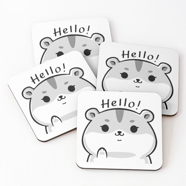 Aperçu de l'œuvre Hamster mignon dit Bonjour – Illustration Kawaii Animal Cartoon créée et vendue par kyDesigns.CO.