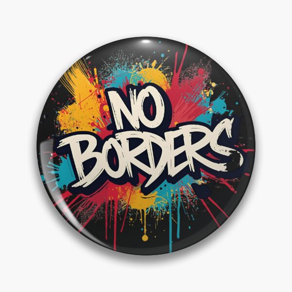 Item preview, No Borders – White letters as street art graffiti design in blue, red & orange designed and sold by ParaSiempreS.