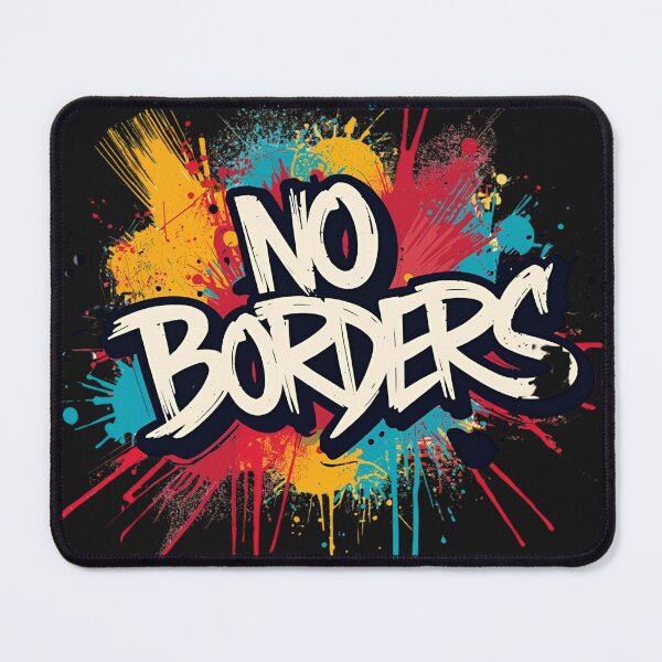 Item preview, No Borders – White letters as street art graffiti design in blue, red & orange designed and sold by ParaSiempreS.