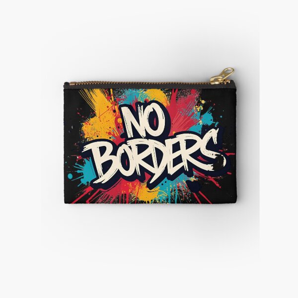 Item preview, No Borders – White letters as street art graffiti design in blue, red & orange designed and sold by ParaSiempreS.