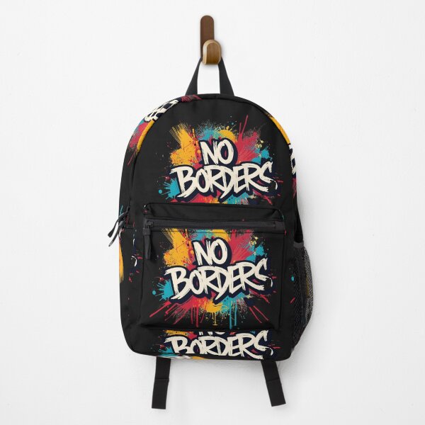 Item preview, No Borders – White letters as street art graffiti design in blue, red & orange designed and sold by ParaSiempreS.