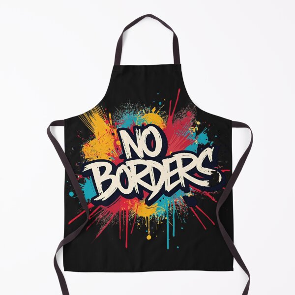 Item preview, No Borders – White letters as street art graffiti design in blue, red & orange designed and sold by ParaSiempreS.