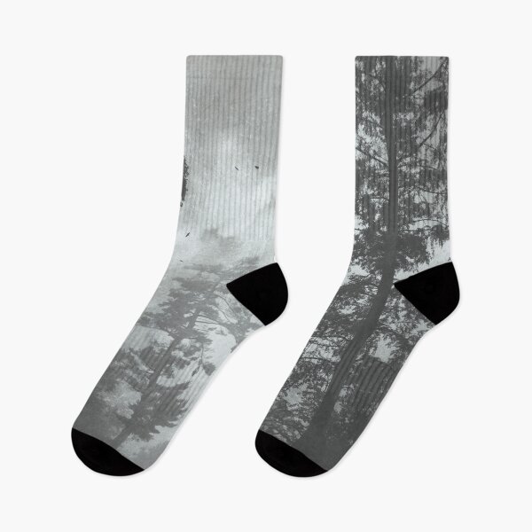 Item preview, Misty Forest Landscape In Black And White designed and sold by Dyrk Wyst Redbubble Shop.