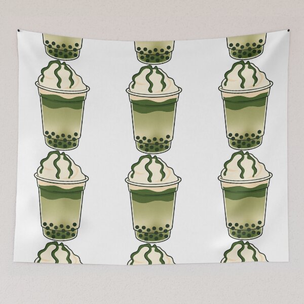 Item preview, Matcha Bubble Tea with Whipped Cream Topping designed and sold by ArtfulWeave.