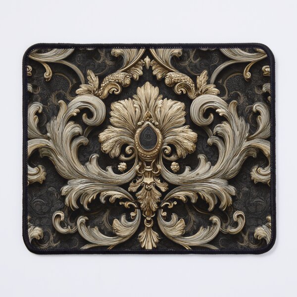 Item preview, Baroque Elegant Floral Ornamental Black Gold Pattern designed and sold by GrinGalore.