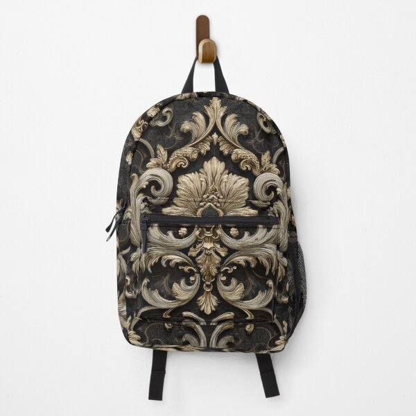 Item preview, Baroque Elegant Floral Ornamental Black Gold Pattern designed and sold by GrinGalore.
