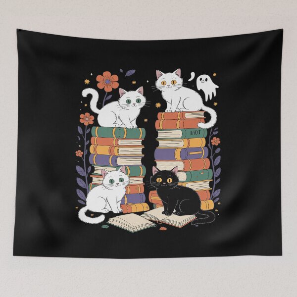 Item preview, Ghost Cute Cat Reading Books Lover Bookish Halloween Spooky designed and sold by itsnothatweird.