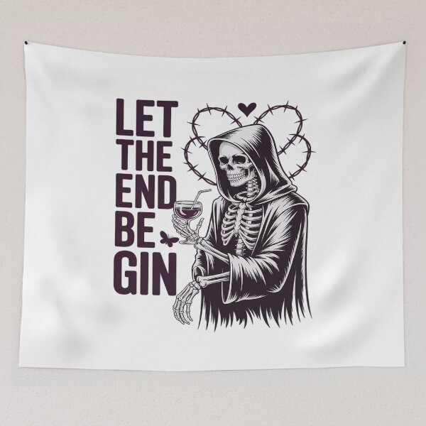 Item preview, Gin Lover Grim Reaper Skeleton Dark Gothic Death Pun designed and sold by itsnothatweird.