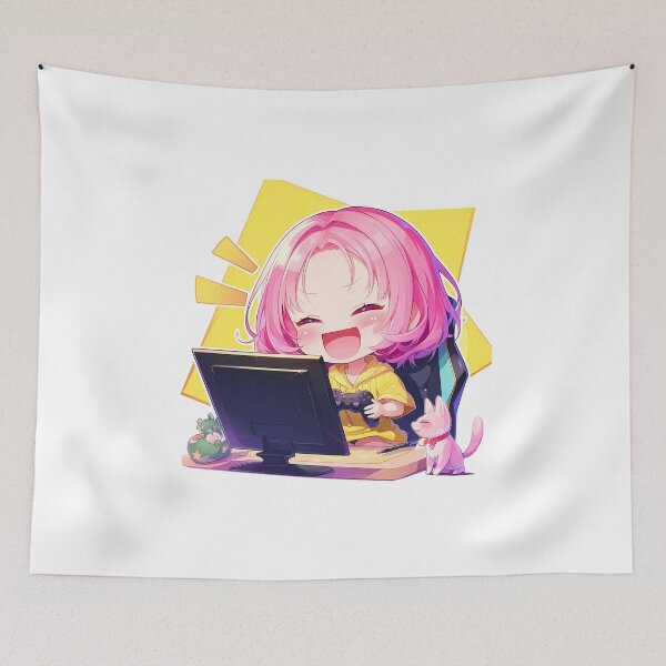 Item preview, Haruna Sairenji To Love Ru Anime Girl Cute Chibi Playing Video Game designed and sold by earlobejerk.