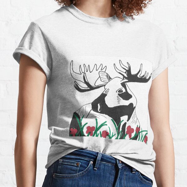 Moose Among Flowers Classic T-Shirt