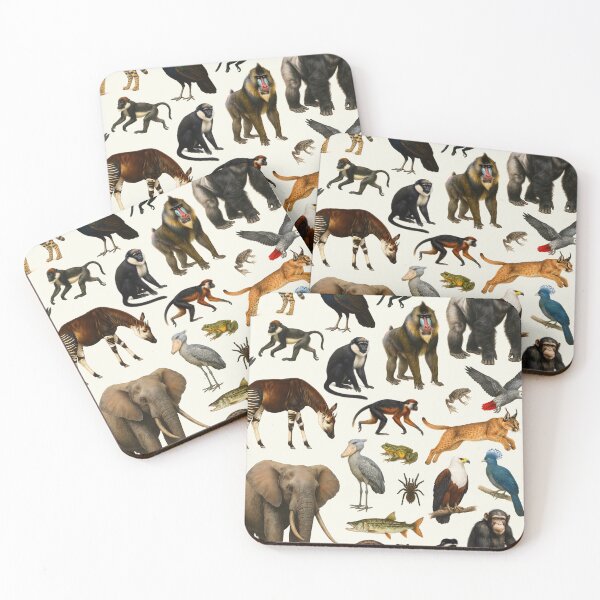 Item preview, Animals of the Congo Basin Retro Illustration Wildlife Chart designed and sold by kakarikihill.