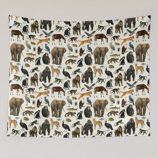 Item preview, Animals of the Congo Basin Retro Illustration Wildlife Chart designed and sold by kakarikihill.