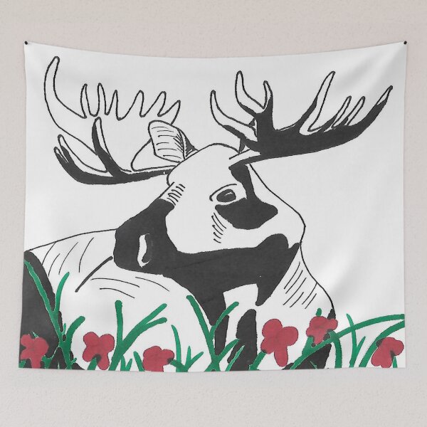 Item preview, Moose Among Flowers designed and sold by WildernessStore.
