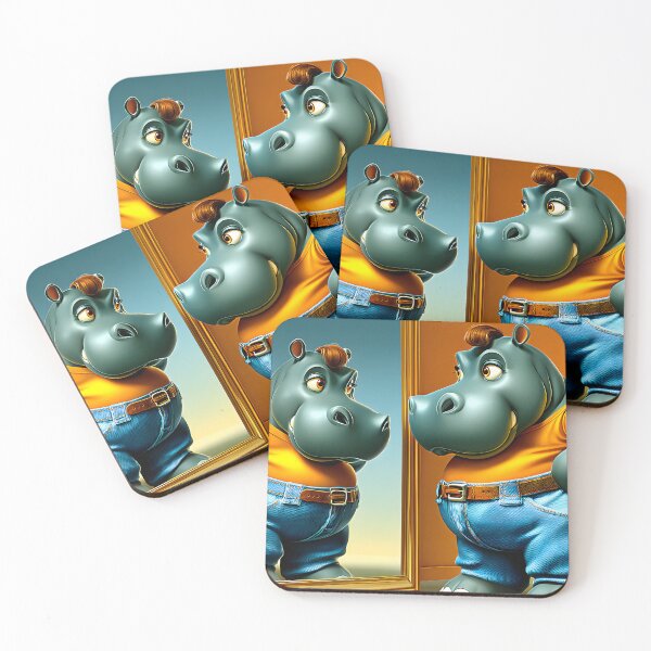 Item preview, Reflective Hippo Admiring Its Colorful Reflection designed and sold by Artessie.