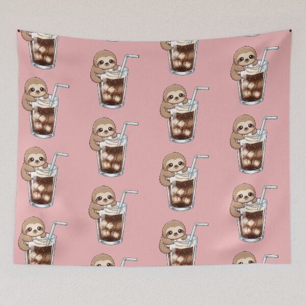 Item preview, Caffeine Companion: Adorable Sloth Hanging on Iced Coffee with Whipped Cream designed and sold by bvdesignart.