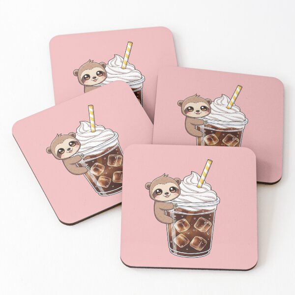 Item preview, Caffeine Companion: Adorable Sloth Hanging on Iced Coffee with Whipped Cream designed and sold by bvdesignart.