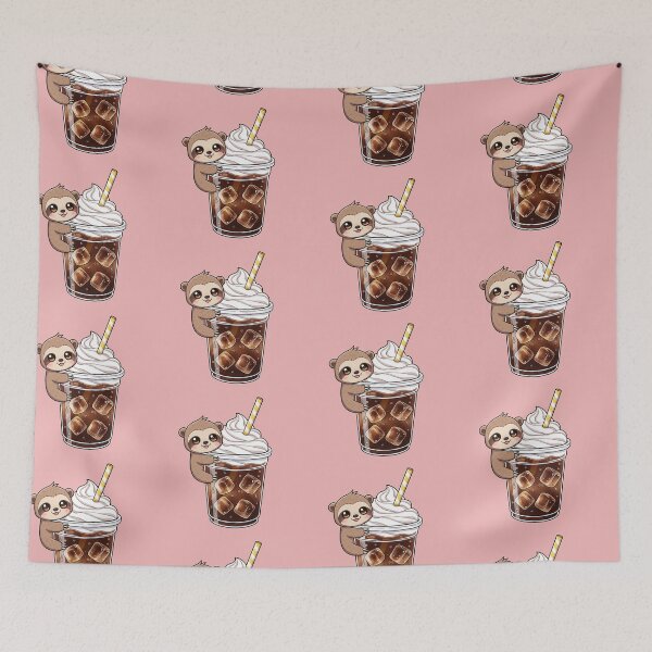 Item preview, Caffeine Companion: Adorable Sloth Hanging on Iced Coffee with Whipped Cream designed and sold by bvdesignart.