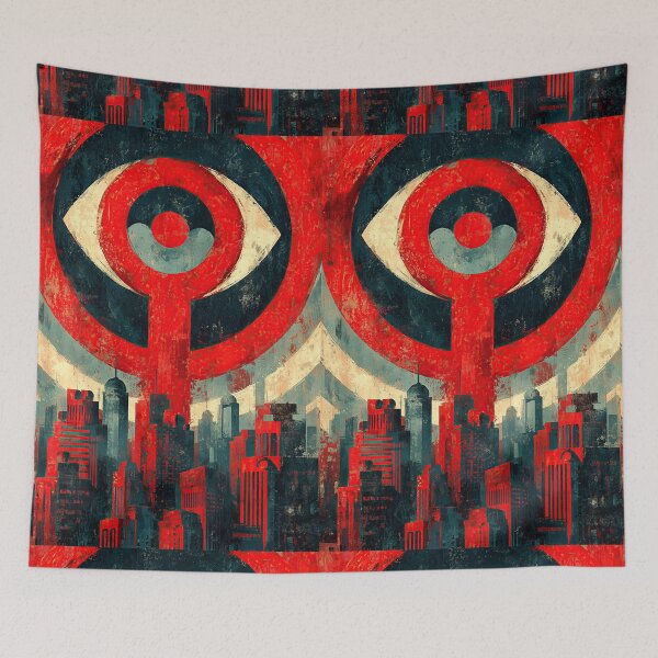 Item preview, A dark reptilian eye in the sky over empty streets. designed and sold by Piotrek0001.