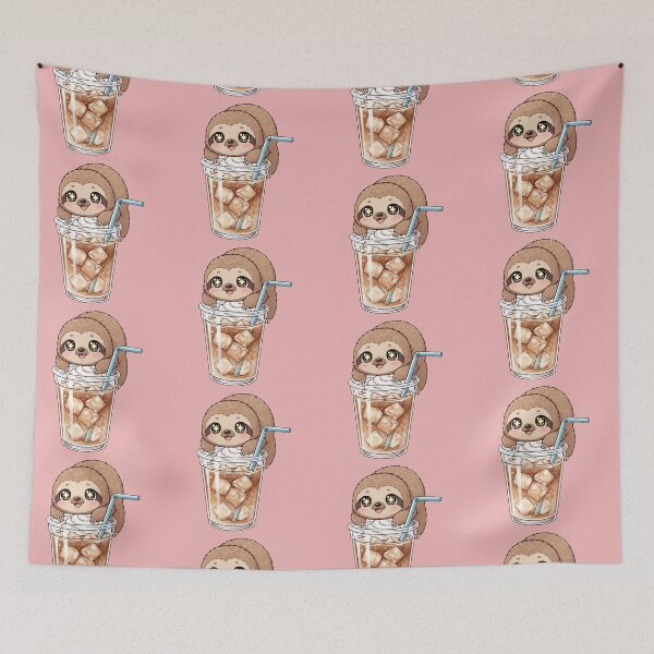 Item preview, Caffeine Companion: Adorable Sloth Hanging on Iced Coffee with Whipped Cream designed and sold by bvdesignart.