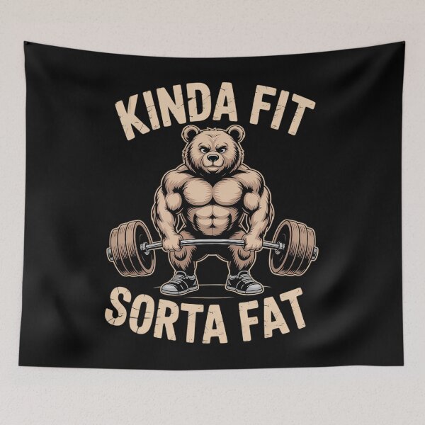 Item preview, Kinda Fit Sorta Fat - Funny Gym Bear Weightlifting Workout designed and sold by ValerieRodrigue.