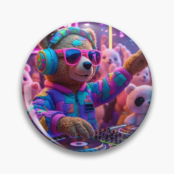 Item preview, PLUSHI WORLD™ DJ Bear Party – Neon Vibes designed and sold by PLUSHIWORLDtm.
