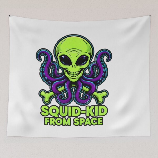 Item preview, Alien Skull with Wide Grin and Eight Purple Tentacles designed and sold by SplashTastic.