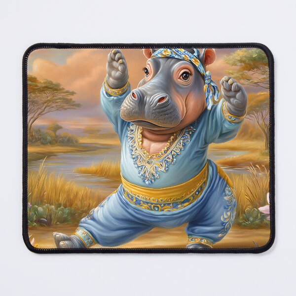 Item preview, Joyful Hippo in Traditional Attire Dancing Outdoors designed and sold by Artessie.