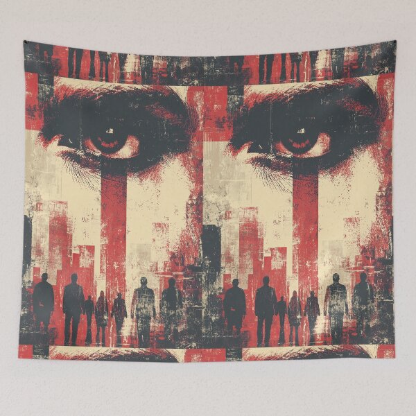 Item preview, An abstract eye explodes with light over a faceless crowd. designed and sold by Piotrek0001.