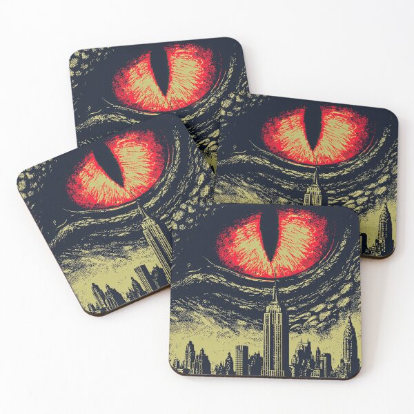 Item preview, A great red dragon's eye above the city's night skyline. designed and sold by Piotrek0001.