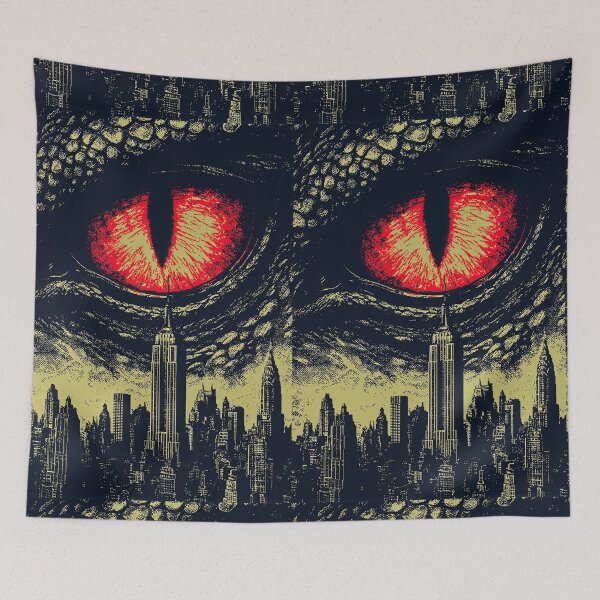 Item preview, A great red dragon's eye above the city's night skyline. designed and sold by Piotrek0001.