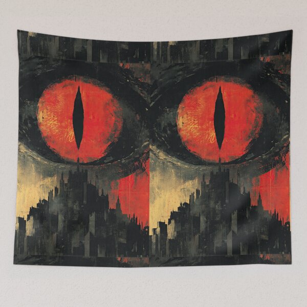 Item preview, Dark red eye watches over the city from the sky. designed and sold by Piotrek0001.