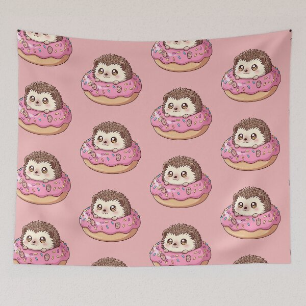 Item preview, The Sweetest Treat: Adorable Hedgehog Peeking Out of a Pink Sprinkled Donut designed and sold by bvdesignart.