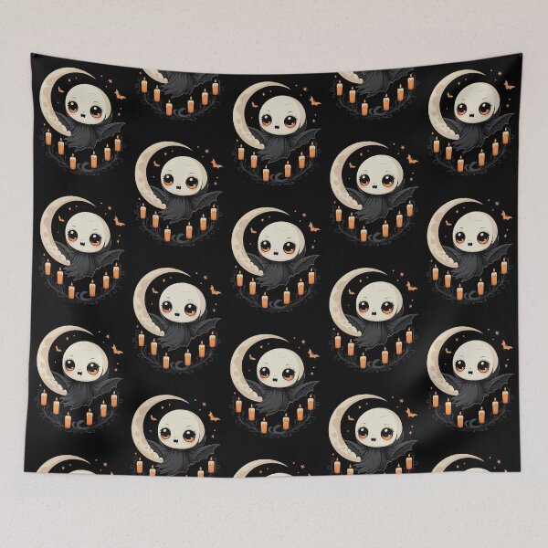 Item preview, Cute Gothic Halloween Ghost on Crescent Moon designed and sold by Witch Queen Clothing.