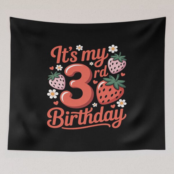 Item preview, It's My 3rd Birthday Cute Strawberry Themed Birthday Girls designed and sold by Jadiantukora.