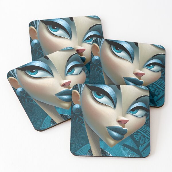 Item preview, Stylized Portrait with Abstract Blue Elements Highlighted designed and sold by Artessie.