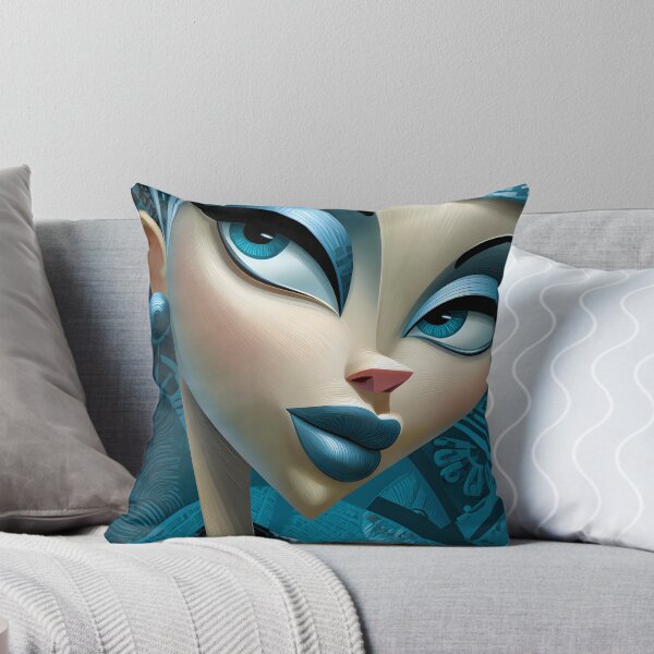 Item preview, Stylized Portrait with Abstract Blue Elements Highlighted designed and sold by Artessie.