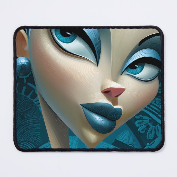 Item preview, Stylized Portrait with Abstract Blue Elements Highlighted designed and sold by Artessie.