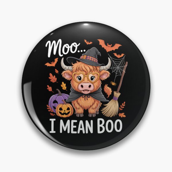 Item preview, Moo I Mean Boo Witch Highland Cow Halloween designed and sold by Sunset4Bones.