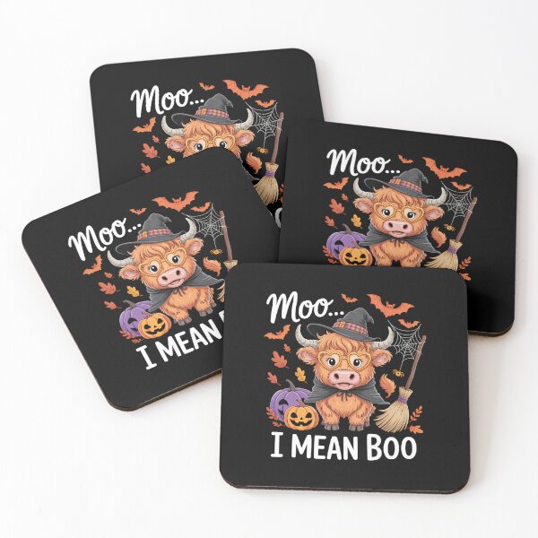 Item preview, Moo I Mean Boo Witch Highland Cow Halloween designed and sold by Sunset4Bones.
