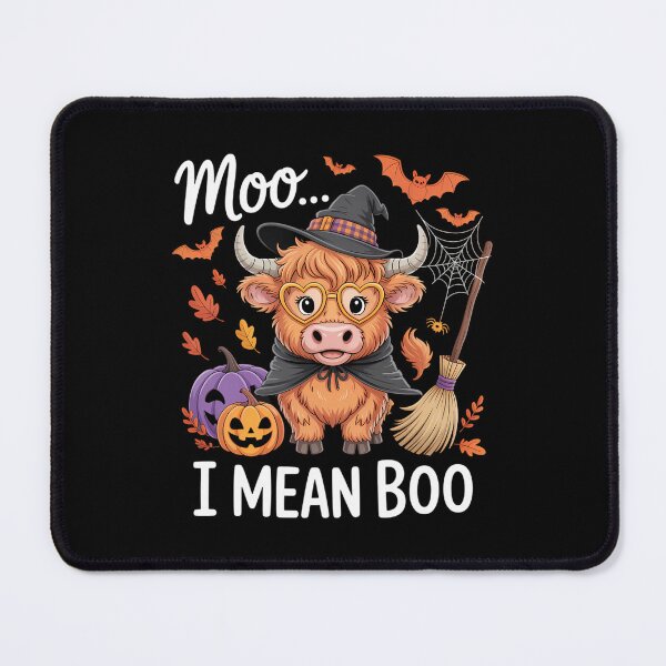 Item preview, Moo I Mean Boo Witch Highland Cow Halloween designed and sold by Sunset4Bones.
