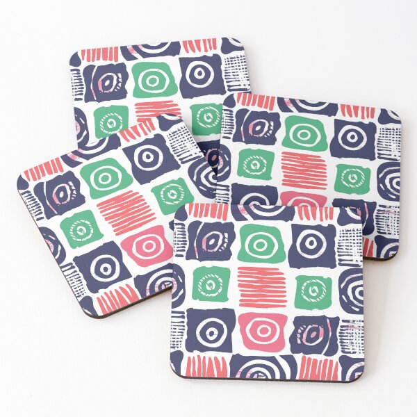 Item preview,  Abstract Bohemian Blocks Pattern Textured Navy, Coral, Mint Design designed and sold by ptMaker.