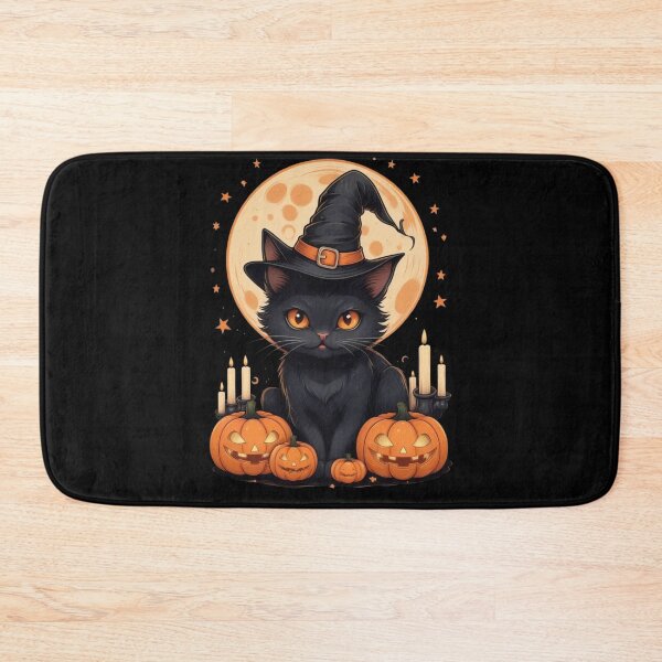 Item preview, Cute Gothic Witch Cat with Jack-o-Lanterns designed and sold by Witch Queen Clothing.