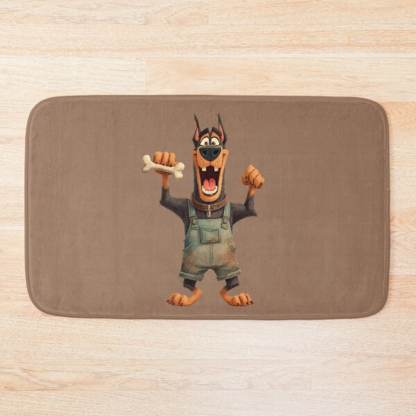Item preview, Happy Cartoon Doberman with Bone – Funny Dog Motif designed and sold by Meiersbeste.