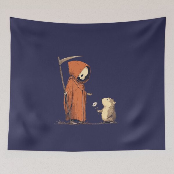 Item preview, Friendly Grim Reaper with Flower – Dark and Cute Design designed and sold by Meiersbeste.
